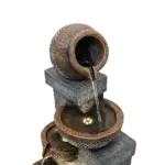 42.5"H-5 Tiered Clay Pot Outdoor Water Fountain with LED Light