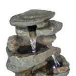 Resin Stacked Rock Indoor Tabletop Fountain with LED Lights-16"H