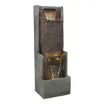 39.3"H-Modern Garden Outdoor Fountain with LED Lights
