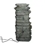 31.4"H Stacked Shale Garden Outdoor Fountain with White LED Lights