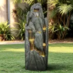 Outdoor Rockery Water Fountain with LED Lights