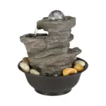 4-Tiered Cascading Resin-Tabletop Indoor Fountain with Glass Ball