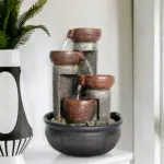 Resin Indoor Tabletop Fountain with LED Light-15.7"H