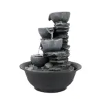 Indoor Tiered Cascading Bowl Fountain- Realistic Rock Design,Perfect for Any Indoor Space