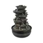 6-Tiered Resin Stacked Rock Indoor Tabletop Fountain-15.7"H