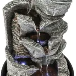 Resin Stacked Rock Tabletop Indoor Fountain with LED Lights- 15.7" H