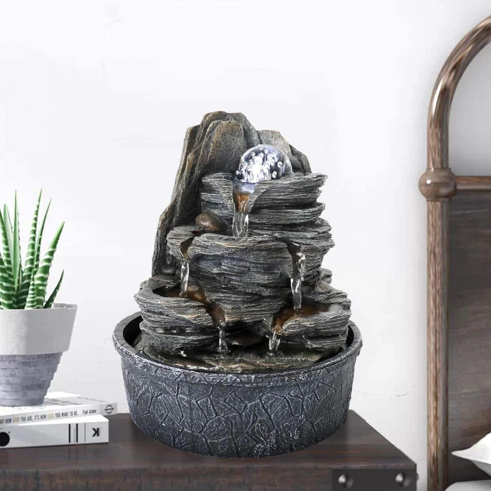 product_image_1765564016 Resin Rock Indoor Tabletop Fountain with Glass Ball-9.8"H