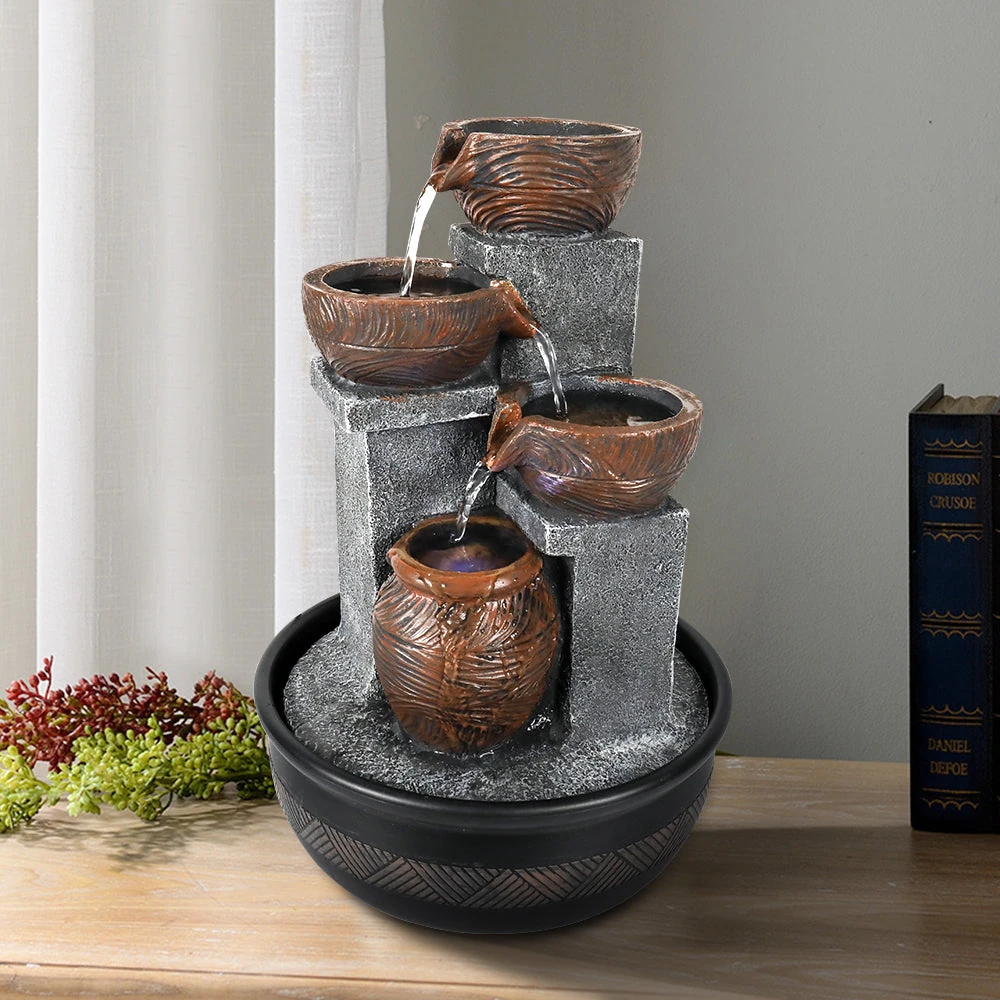 product_image_1765564528 4-Tiered Indoor Tabletop Fountain with LED Light-15.7“H