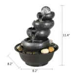 5-Tiered Zen Tabletop Indoor Fountain with Galss Ball