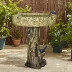 Outdoor Simulated Dendritic Birdbath for Garden, Yard, and Bird Play - Lifelike Tree Trunk Design