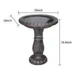 24.4"H-Fibre Reinforced Concrete Garden Birdbaths with Pedestal