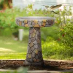 24" H Mosaic Stone Design Outdoor Bird Bath - 18.8" Diameter Perfect for Enhancing Your Garden, Patio, Backyard, or Porch