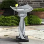 Outdoor Concrete Modern Birdbath with Base - Ideal for Garden and Yard-22.8"H